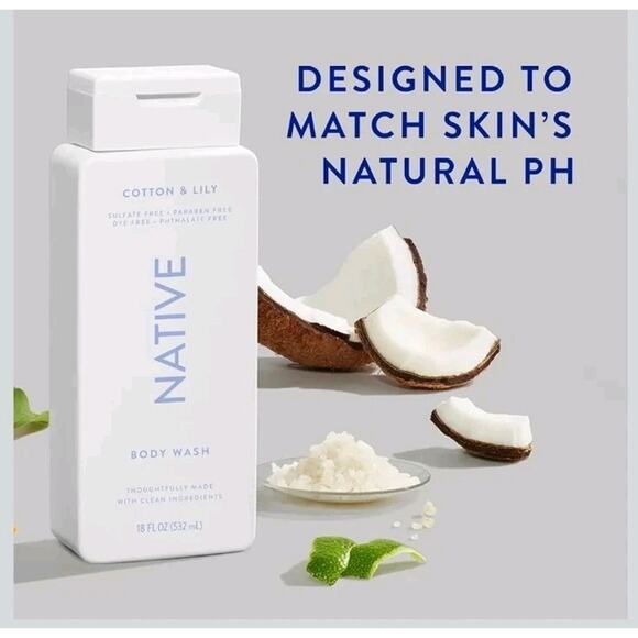 Native Body Wash Contains Naturally Derived Ingredients Unisex Cotton & Lily s2 - Picture 2 of 5